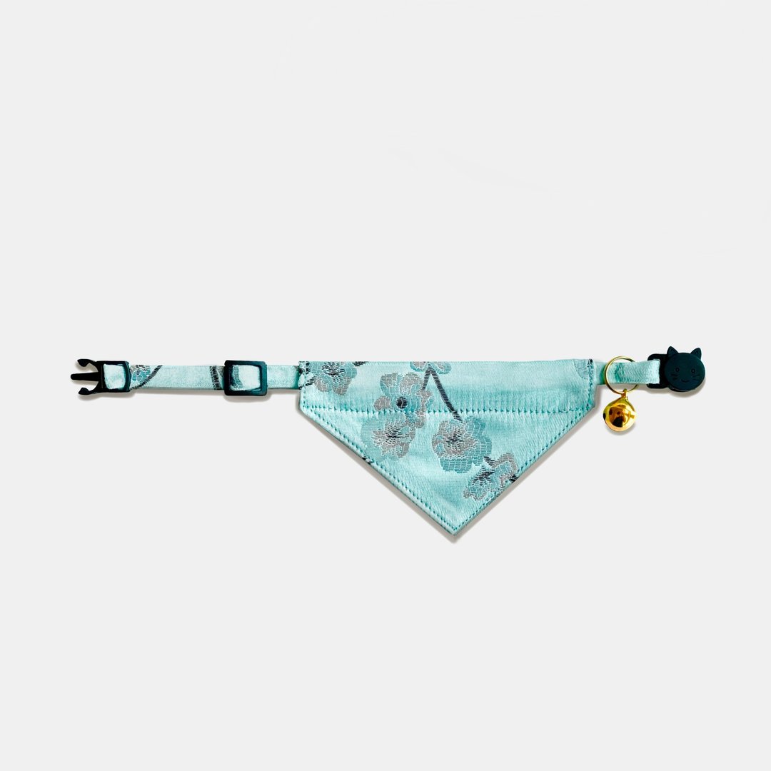 Ancient Frost Bandana Cat Collar / with safety breakaway buckle - 项圈/牵绳 - 丝．绢 蓝色