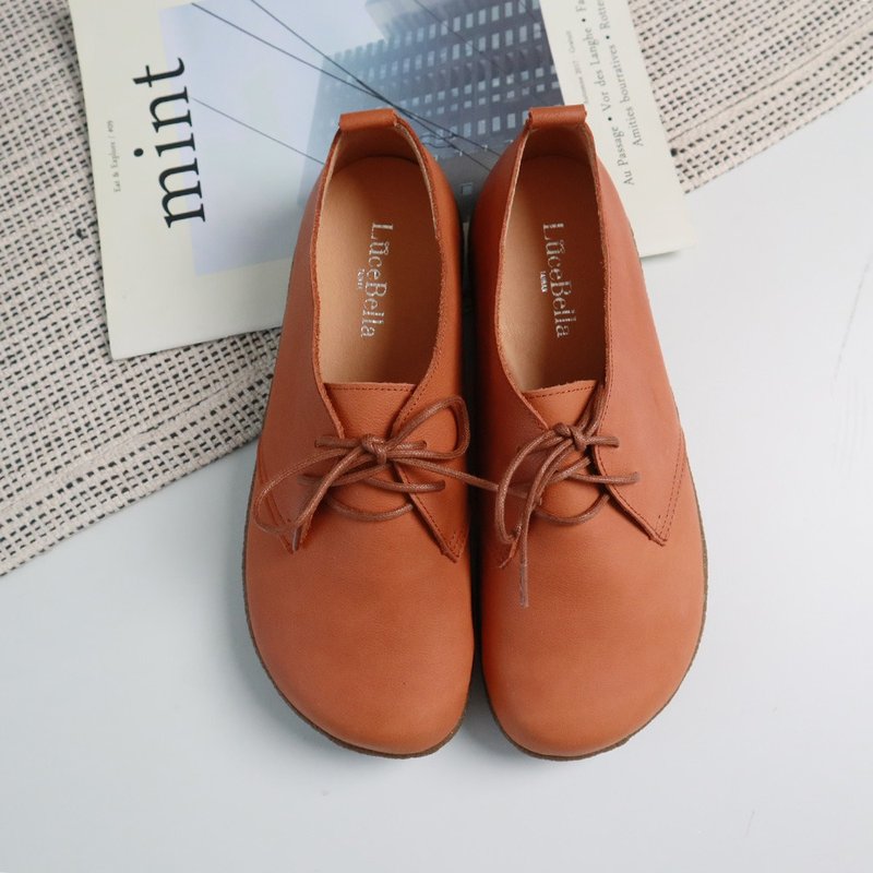 宽脚板很ok【森之旅人】大头鞋面包鞋-橘 - 女款休闲鞋 - 真皮 橘色