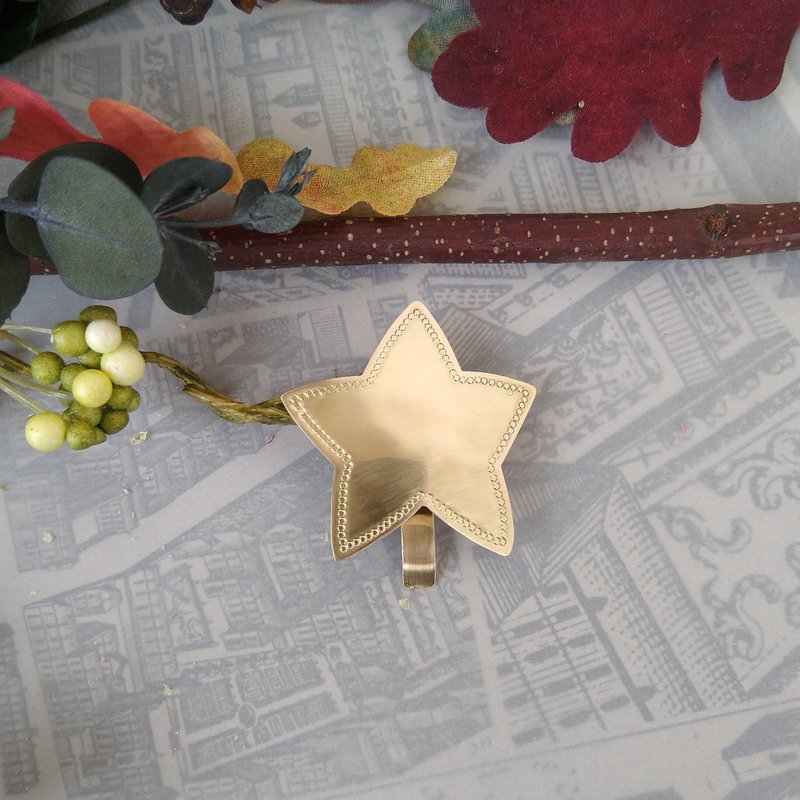 Brass Star Pony Hook Autumn Hair Elastic Change Free Hair Cuff Star - 发饰 - 铜/黄铜 金色