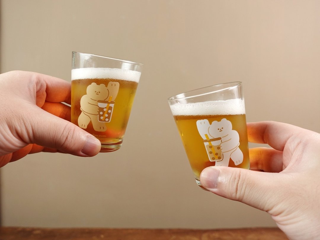 啤酒杯 玻璃杯 对杯组 - 熊熊珍奶干杯 - 玻璃杯 - 玻璃 透明