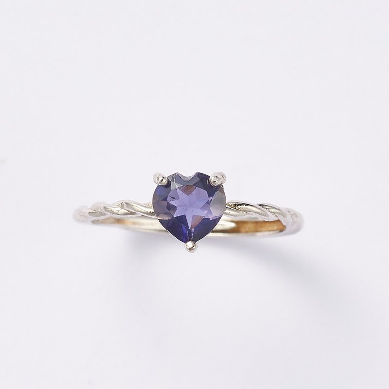 靛|堇青石 戒断之石 天然石戒指 925纯银 活围 HH04-06 - 戒指 - 水晶 蓝色