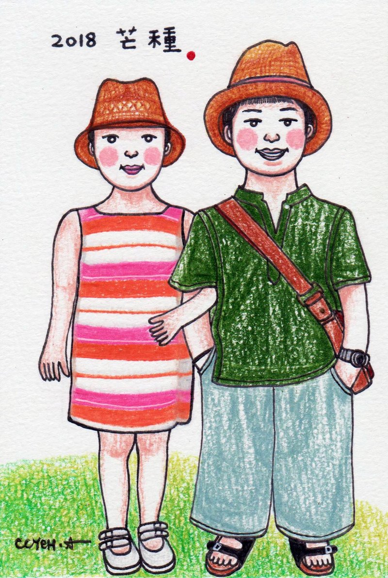 单纯的美好-手绘人像画 (双人) - 卡片/明信片 - 纸 白色