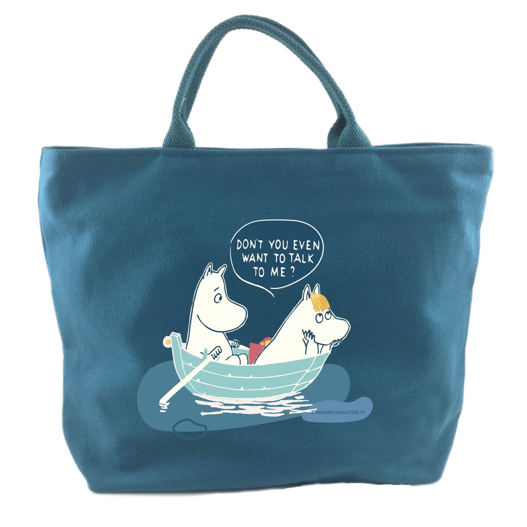 Moomin噜噜米授权-【拉链帆布包-蓝】(大) - AE08 - 手提包/手提袋 - 棉 蓝色