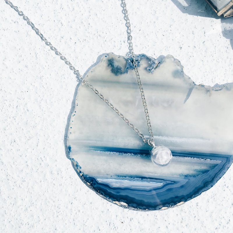 迷你羽毛玻璃泡泡项链 - 项链 - 玻璃 白色