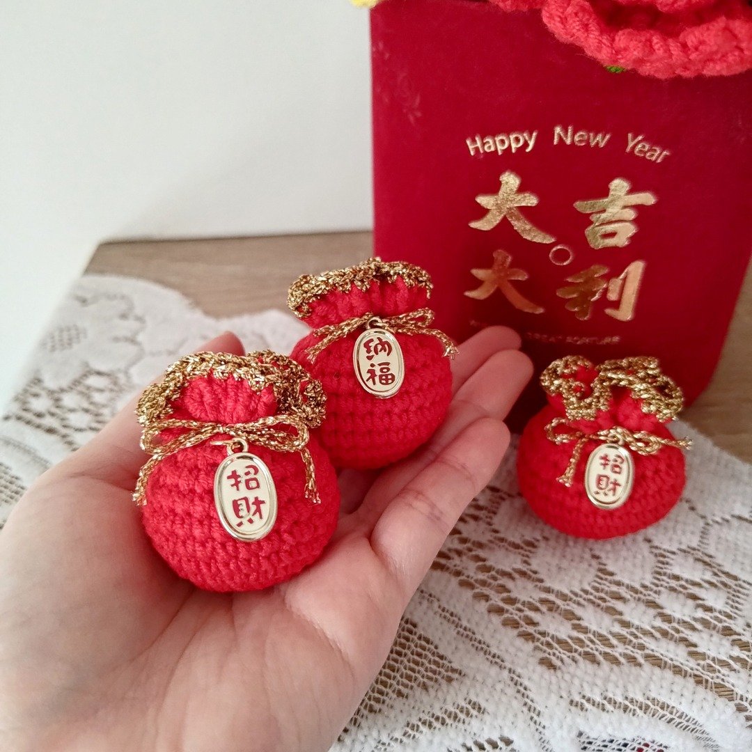 招财纳福小福袋 - 钥匙链/钥匙包 - 其他人造纤维 红色