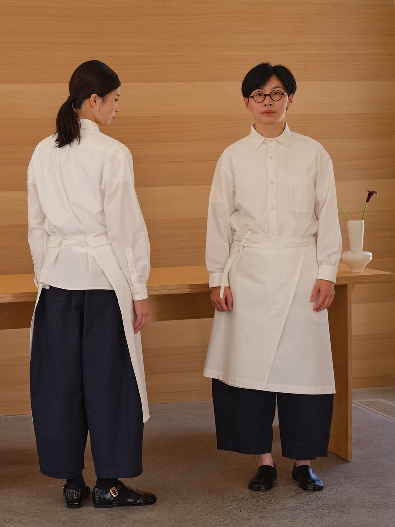 鹿造 斜开叉半身围裙茶饮吧台烘培花艺系带围腰简约男女工作服 - 围裙 - 棉．麻 