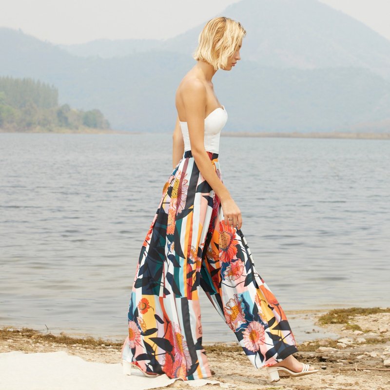 Rune - 超大阔腿沙滩裤 (CRBW78) - 女装长裤 - 其他材质 多色