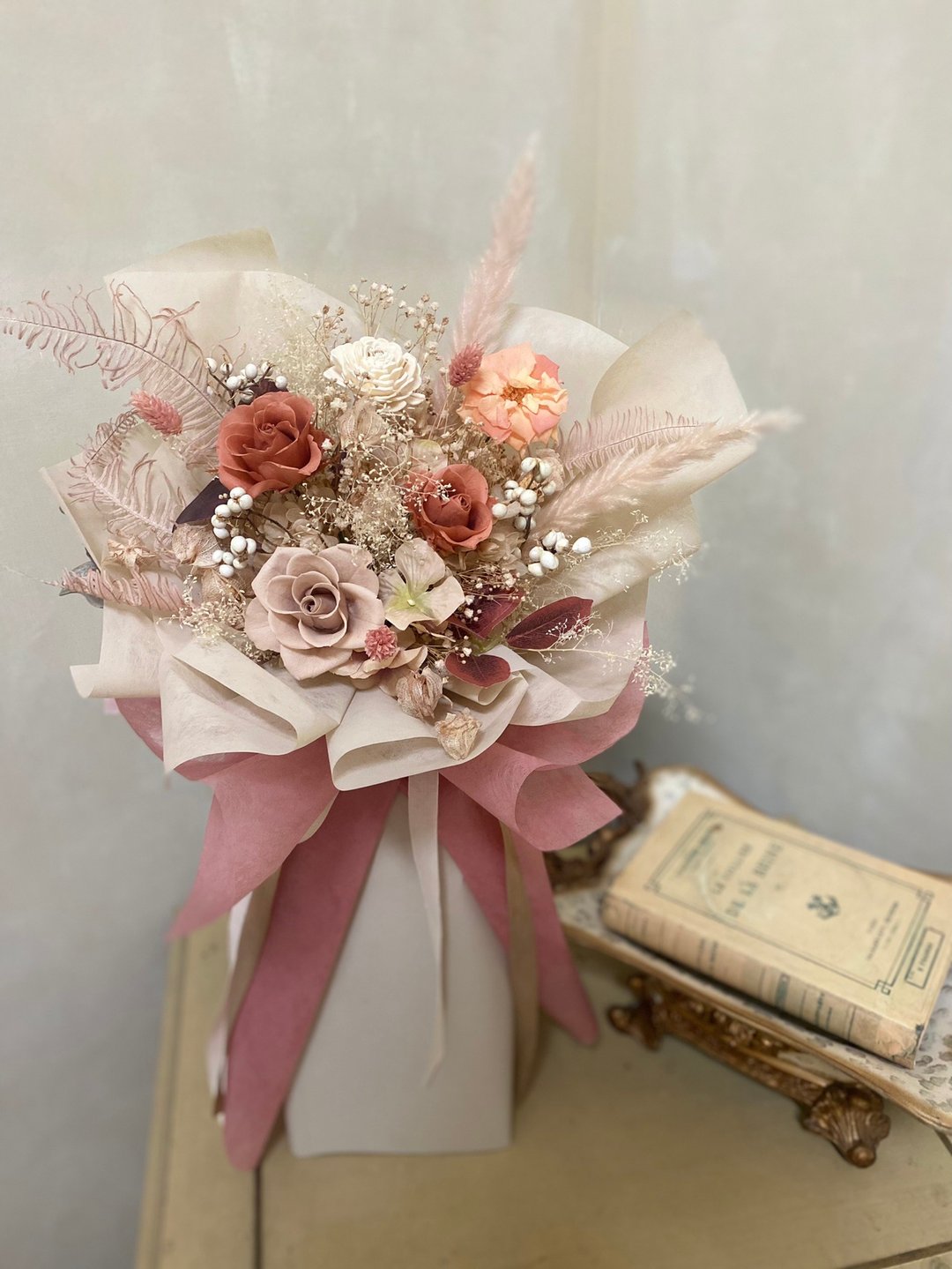 【关于花艺 │永生花束】 永生花束 干燥花束 定制 情人节面交 - 干燥花/捧花 - 植物．花 粉红色