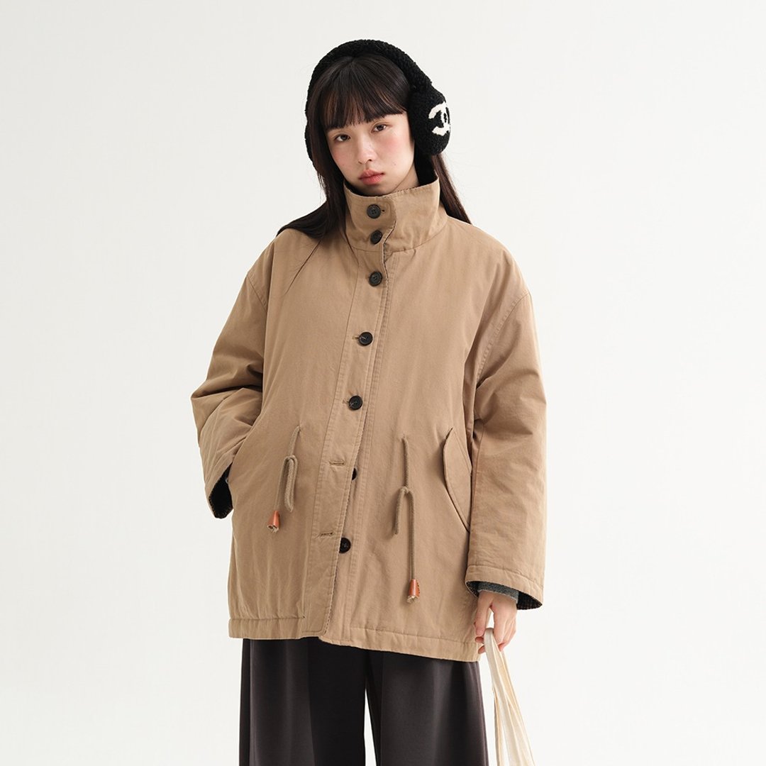 撞色两面穿棉服|外套|冬款|Sora-2045 - 女装休闲/机能外套 - 棉 卡其色