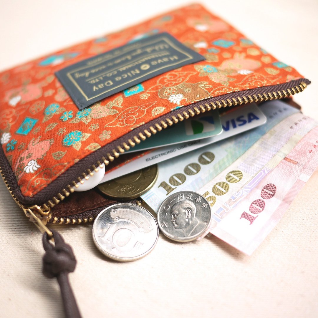 Have A Nice Day【双层夹心】夹层零钱拉链包-金猪报喜 - 侧背包/斜挎包 - 棉 橘色