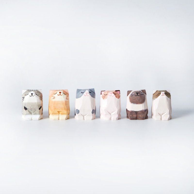 温柔喵语木雕猫咪系列 - 摆饰 - 木头 多色