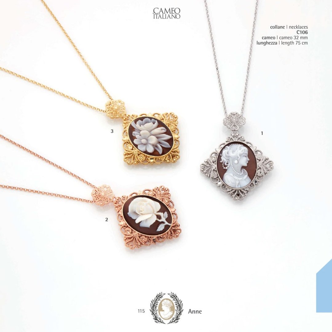 CAMEO意大利手工贝雕饰品_Anne系列C106吊坠_2020春季新品 - 项链 - 其他金属 金色