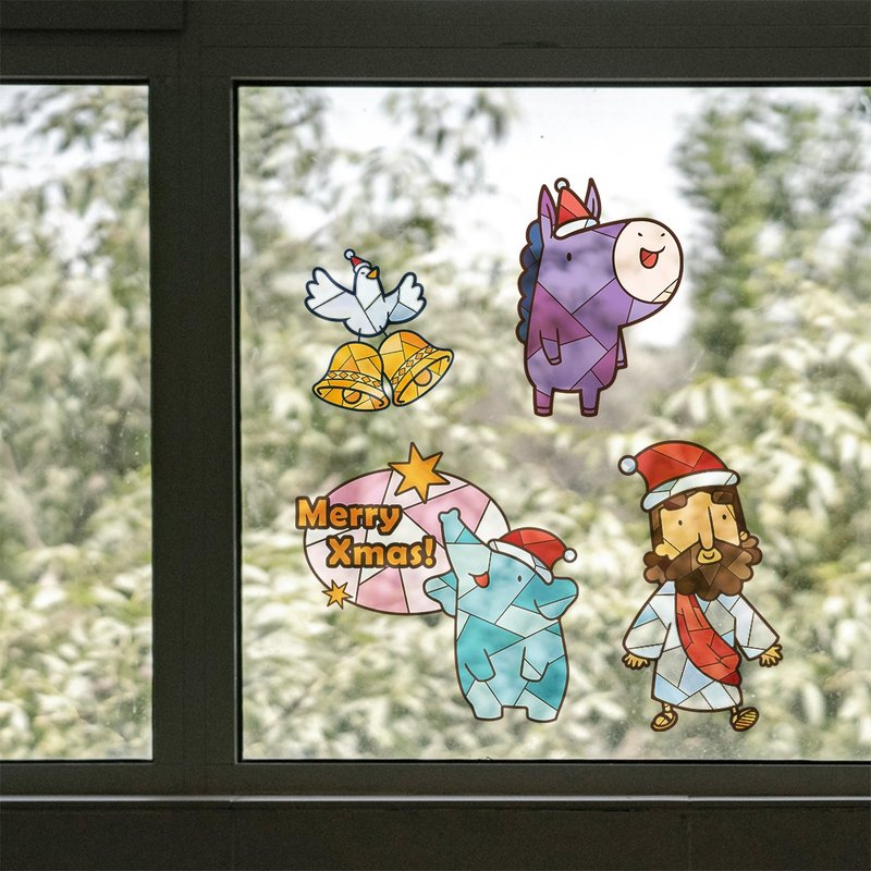!!新品!! 彩绘玻璃插画静电贴(组合包)-圣诞系列 - 墙贴/壁贴 - 塑料 