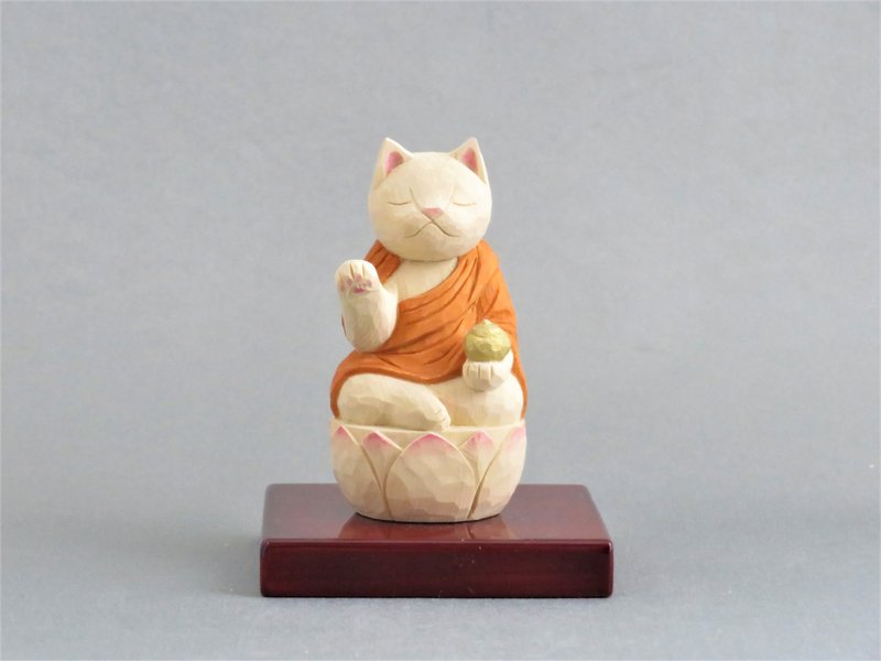 Wood carving Cat Buddha 2008 - 玩偶/公仔 - 木头 橘色