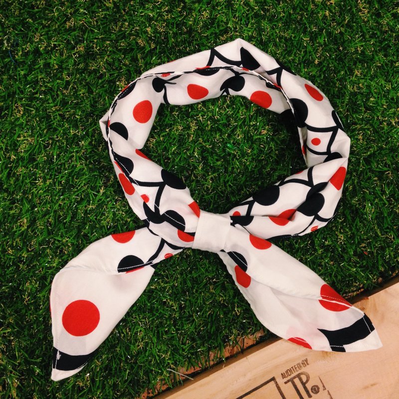 没朋友alone //手作两用领巾发带// 红点点与黑点点的战争 - 丝巾 - 棉．麻 