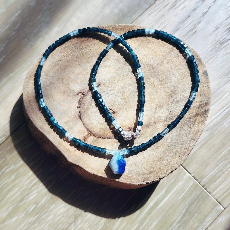 【曲水辰手作】阿富汗石与硅硼镁铝石项链 - 项链 - 宝石 蓝色