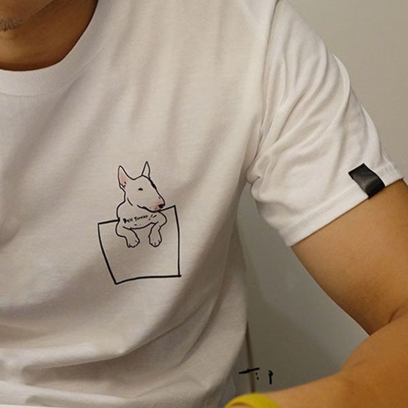 牛头梗纯棉T恤 男女可穿 - 男装上衣/T 恤 - 棉．麻 白色