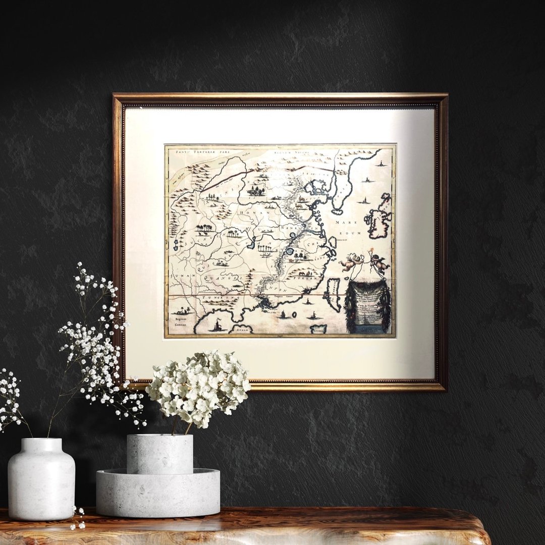 17世纪荷兰联合东印度公司出使中国至鞑靼地图 - 海报/装饰画/版画 - 其他材质 金色