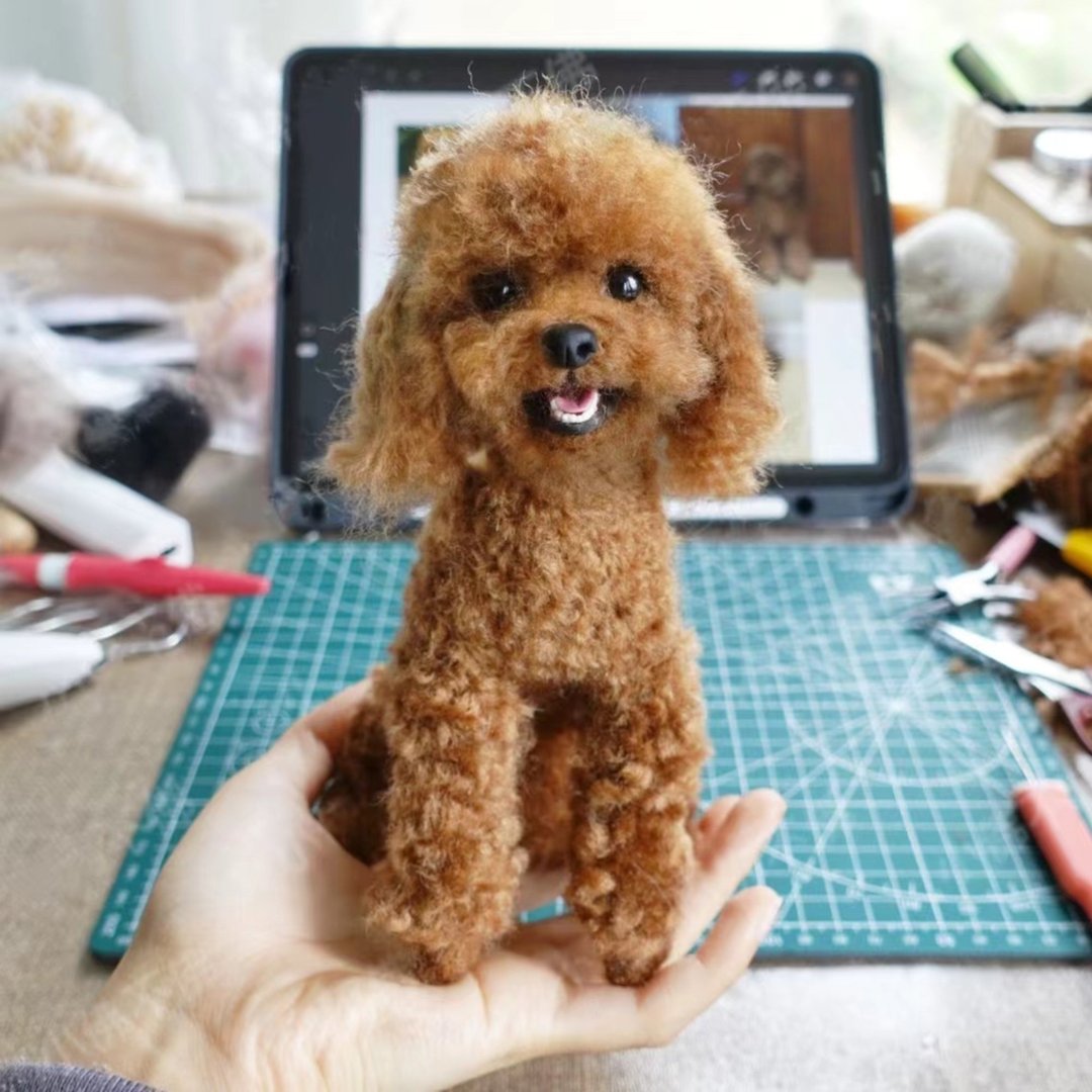 定制 逼真犬 毛孩 宠物 泰迪 羊毛毡 娃娃 似颜绘 纪念 狗狗 l6 - 玩具 - 羊毛 多色