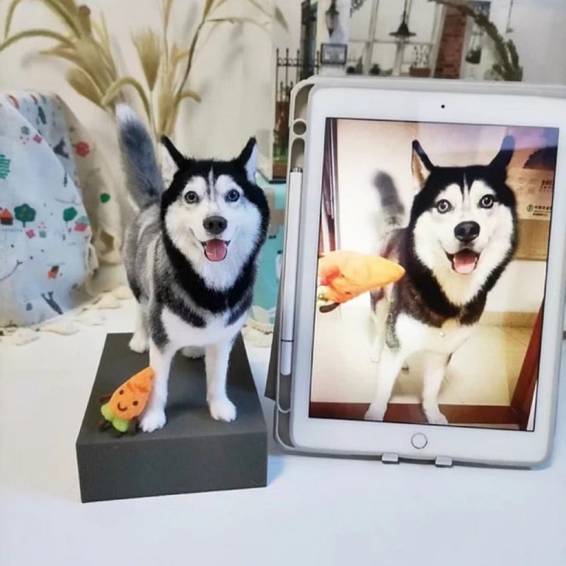 客制化逼真犬 羊毛毡 哈士奇 宠物 娃娃 定制 手工 狗狗猫咪  86 - 玩具 - 羊毛 多色