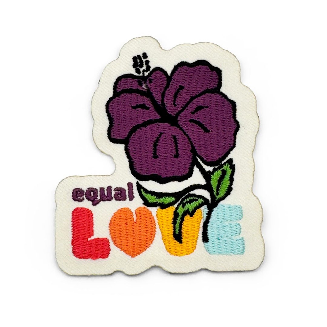 【花・盛开】扶桑LOVE刺绣布贴白款 - 贴纸 - 聚酯纤维 白色