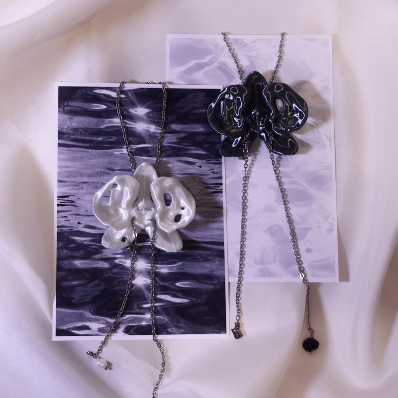 HOSIA3D 小兰花珍珠项链 伸缩可调节 3D 打印 原创设计 设计款项链 - 项链 - 其他材质 白色