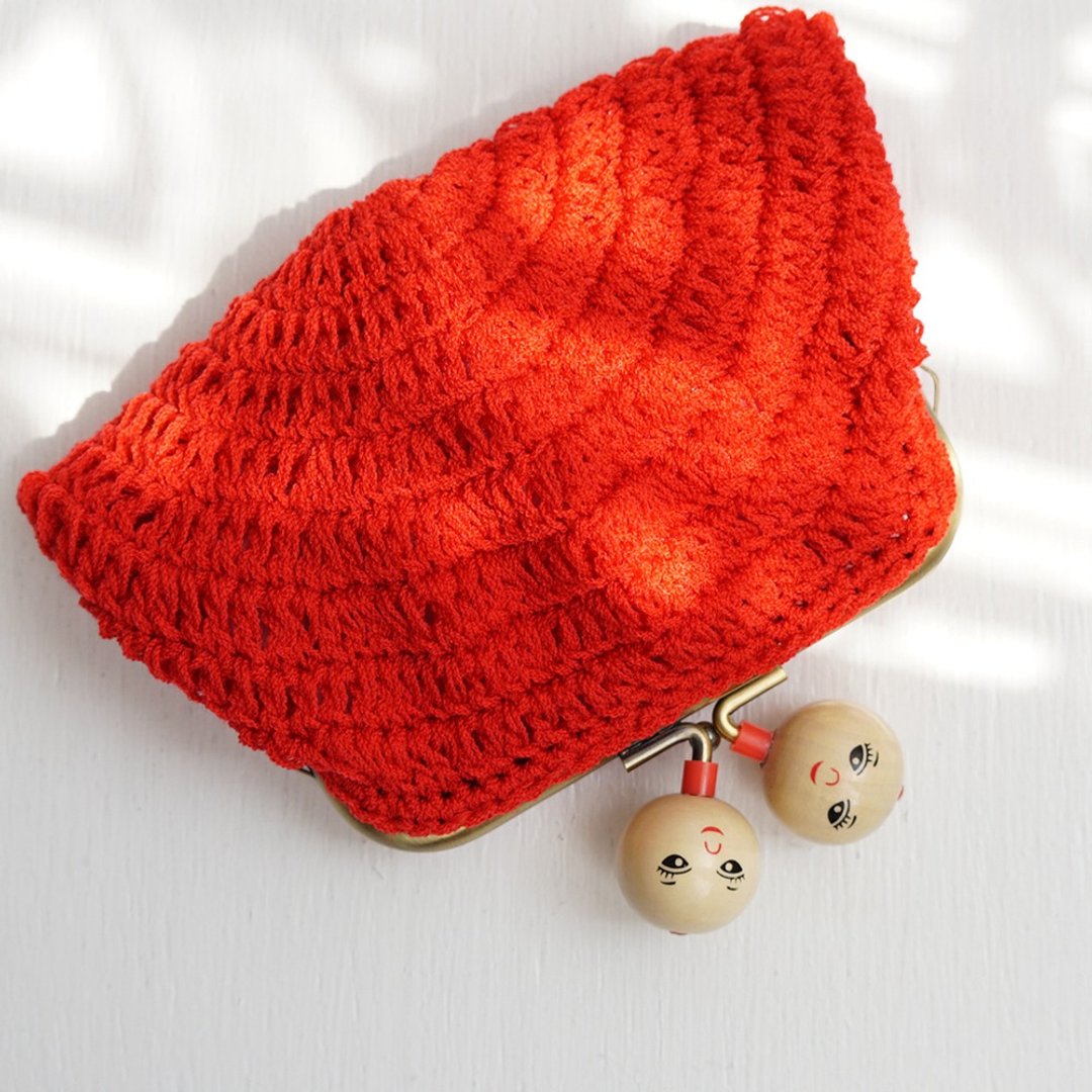 Ba-ba handmade Double crochet square pouch No.C1476 - 皮夹/钱包 - 其他材质 红色