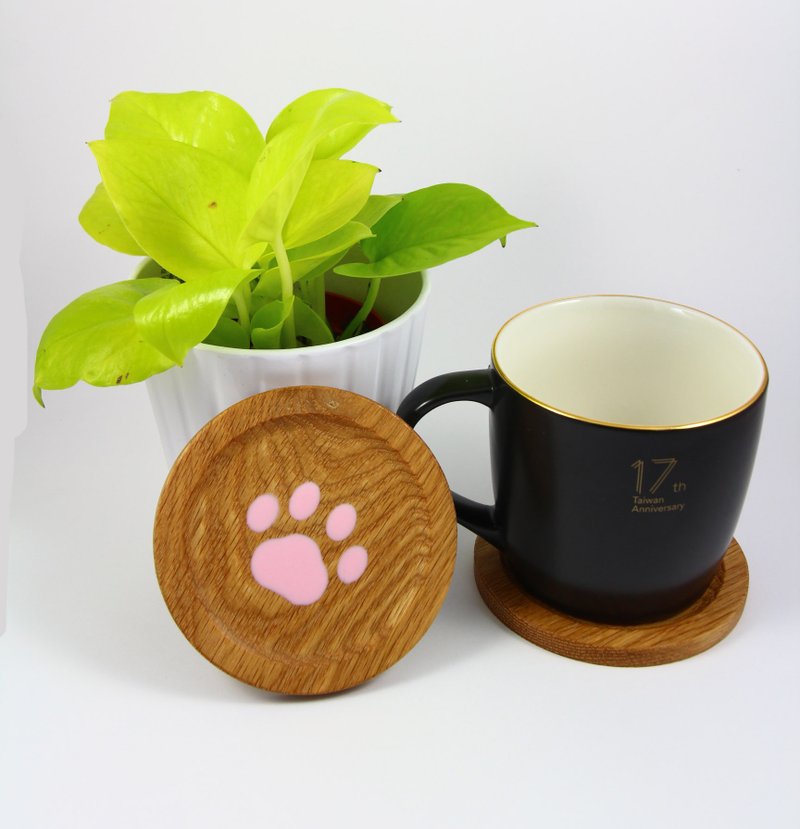 毛小孩肉球(有肉球)－原木杯垫 - 浅碟/小碟子 - 木头 金色