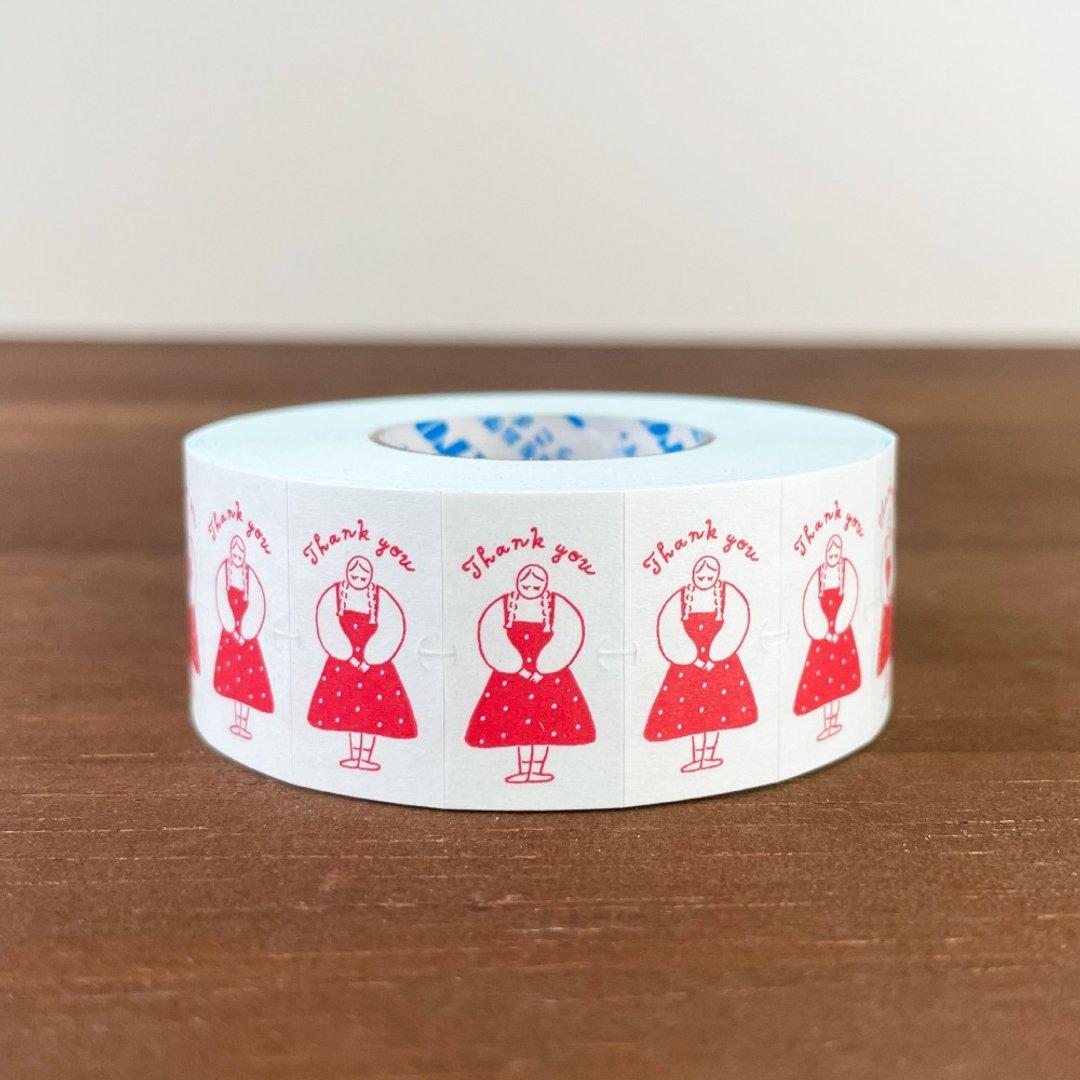 标签贴纸 Marl酱 感谢红  ક女孩 日本制 标签贴纸 卷筒贴纸 ls-001 - 贴纸 - 纸 红色