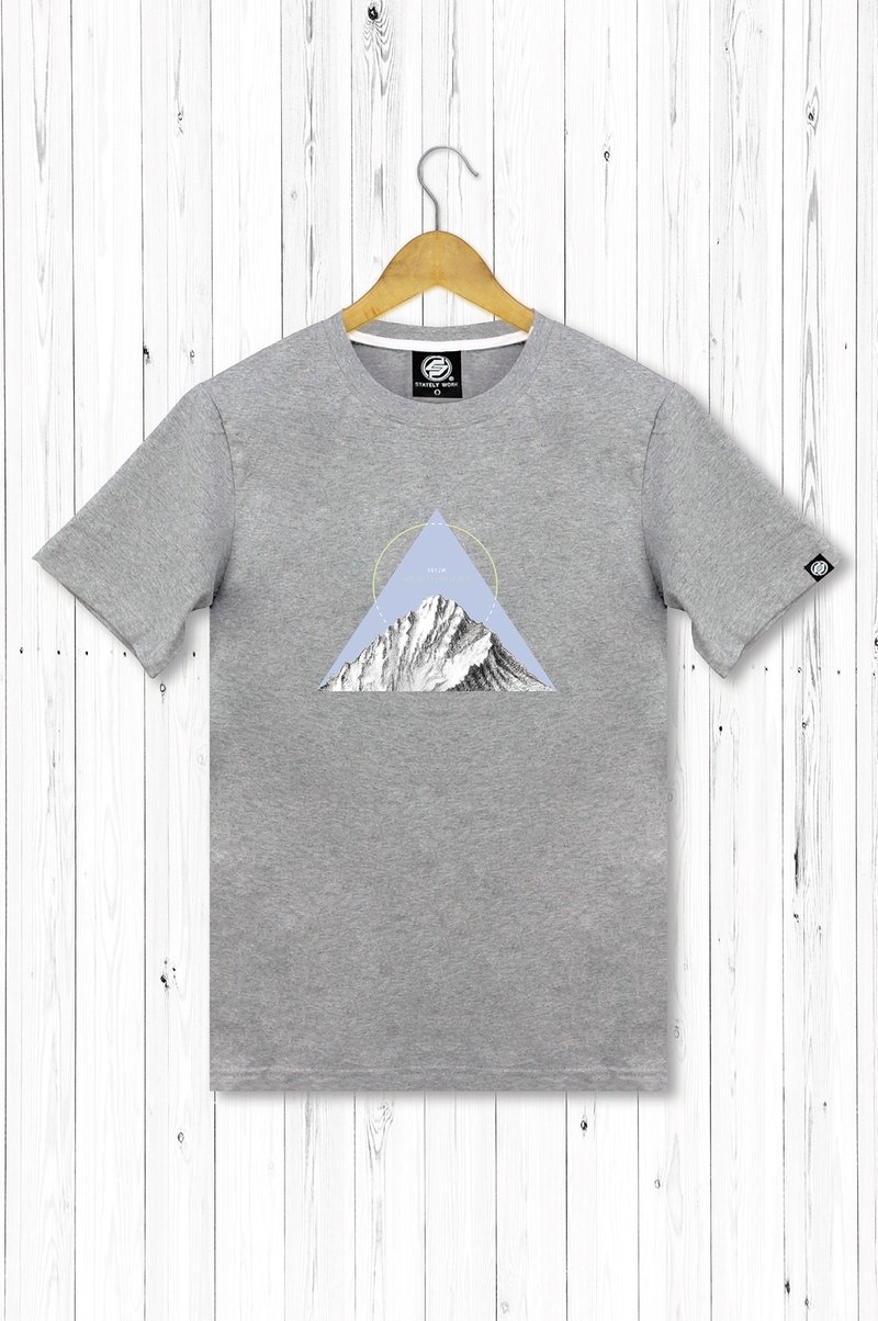 STATELYWORK玉山T 男短T恤 男装灰色 - 男装上衣/T 恤 - 棉．麻 灰色