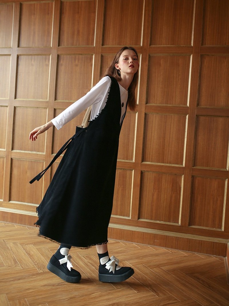 灯芯蕊复古洋装  正反两面可穿 - imakokoni - 洋装/连衣裙 - 棉．麻 咖啡色