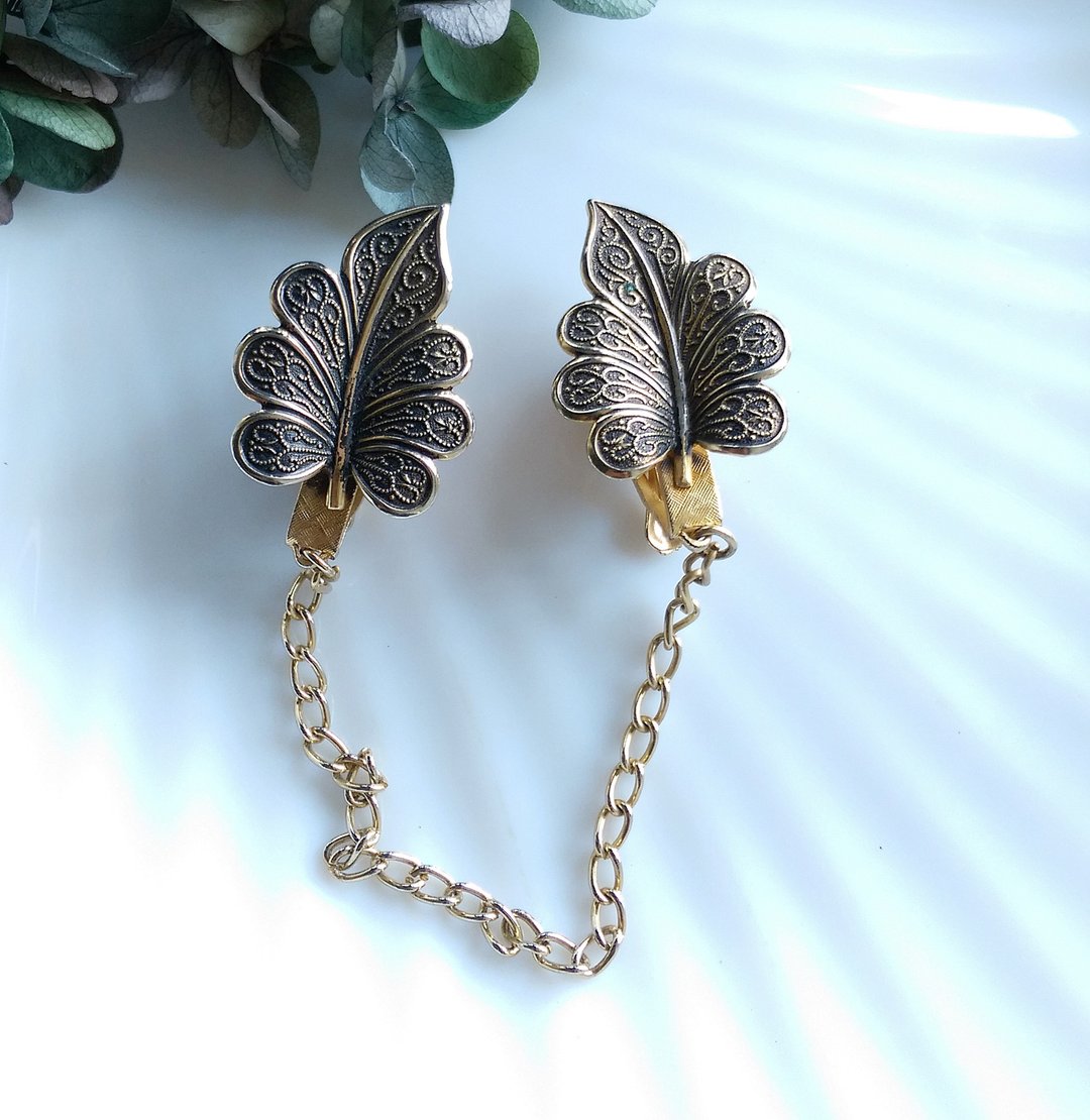 【西洋古董饰品】 SWEATER CLIPS 毛衣夹 老衣夹- M04 - 其他 - 其他金属 金色