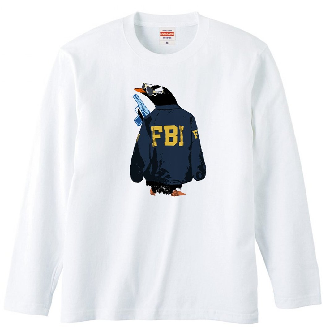 Long sleeve t-shirt / FBI penguin - 男装上衣/T 恤 - 棉 白色