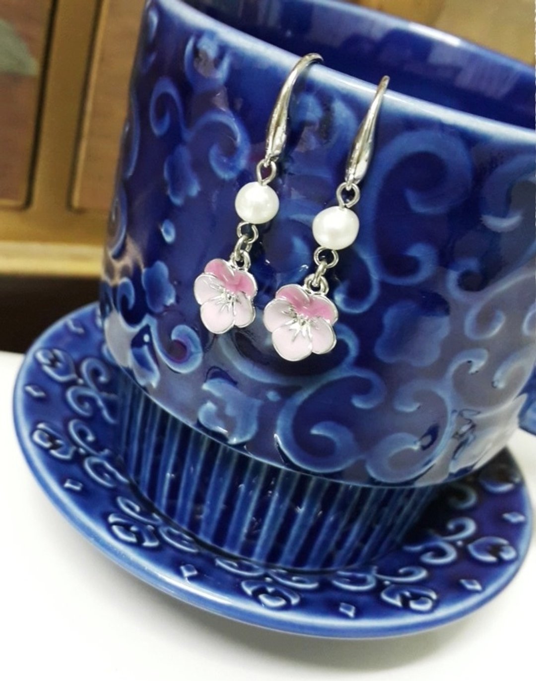 紫色 小花 耳环 Spring Purple Flower Earrings (E1506) - 耳环/耳夹 - 其他金属 紫色