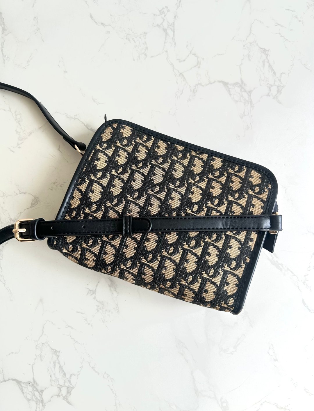 Dior 蓝黑色老花两用中古包 单肩包 侧背包 斜背包 古董包 二手包 - 侧背包/斜挎包 - 真皮 蓝色
