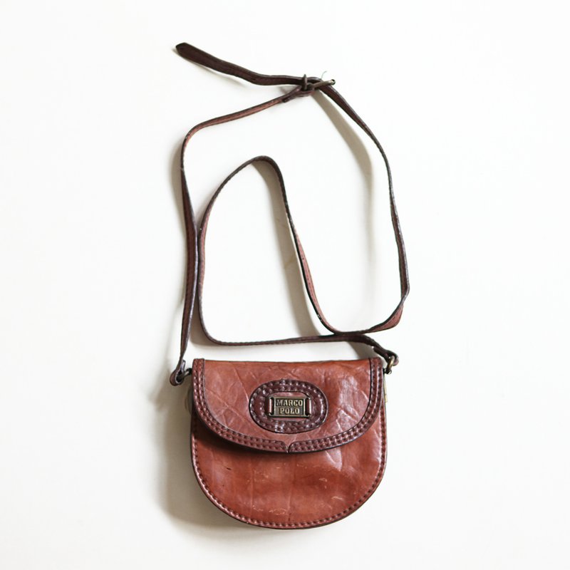 A ROOM MODEL - VINTAGE，BC-2505 Marco polo咖啡色半圆迷你包 - 侧背包/斜挎包 - 真皮 咖啡色