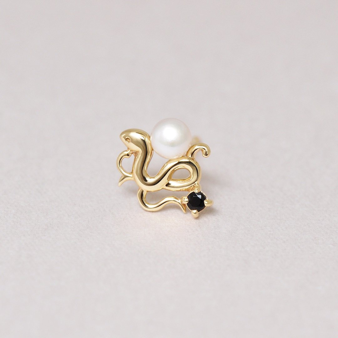 【Solo Earring】 18K/10K 常春藤&蛇单边耳环 (黄金) - 耳环/耳夹 - 贵金属 