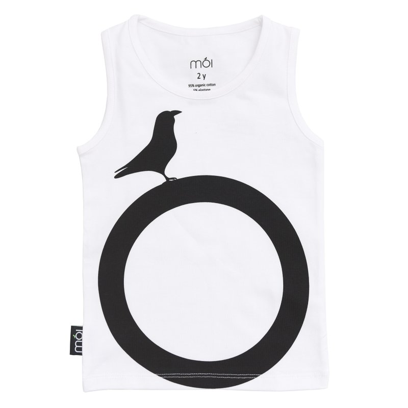 Moi Kids 冰岛有机棉童装背心上衣 2岁至8岁白色圈圈 - 童装上衣 - 棉．麻 白色