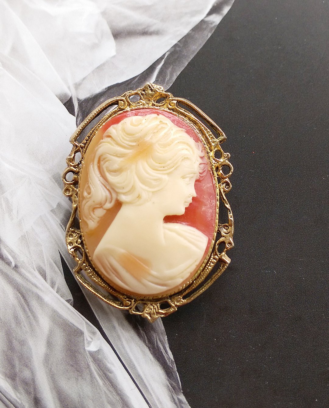 Vintage Jewelry  CAMEO  典雅 仕女浮雕  别针 胸针 - 胸针 - 其他材质 白色