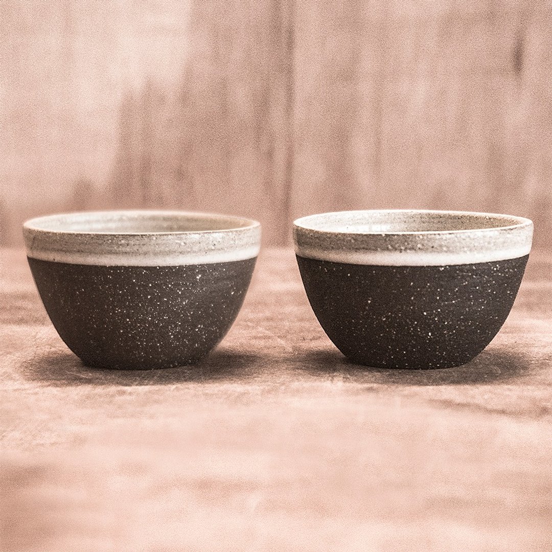 双色圆口杯双人组 - 茶具/茶杯 - 陶 