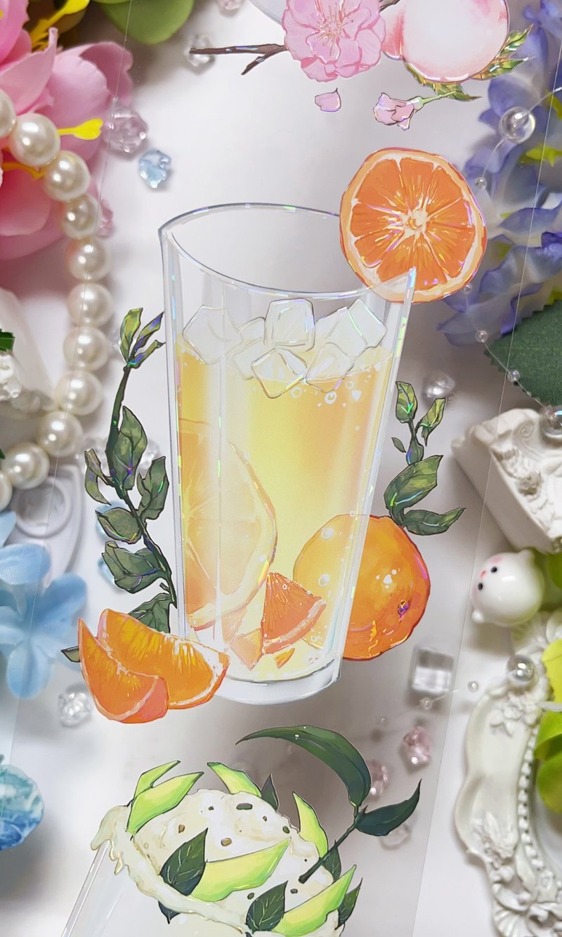 3225 水果派对 PET 紙膠帶 贝壳光 10米卷 - 纸胶带 - 其他材质 