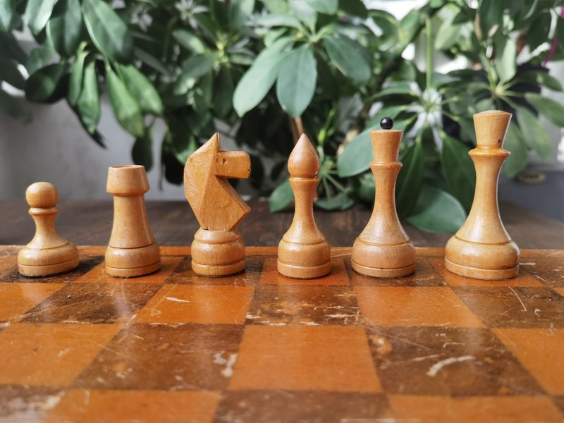 老式木制国际象棋套装苏联复古大型国际象棋苏联 36x36 - 桌游/玩具 - 木头 