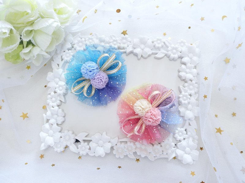 渐变幻彩网纱 发夹 发圈 儿童头饰 - 发饰 - 其他材质 