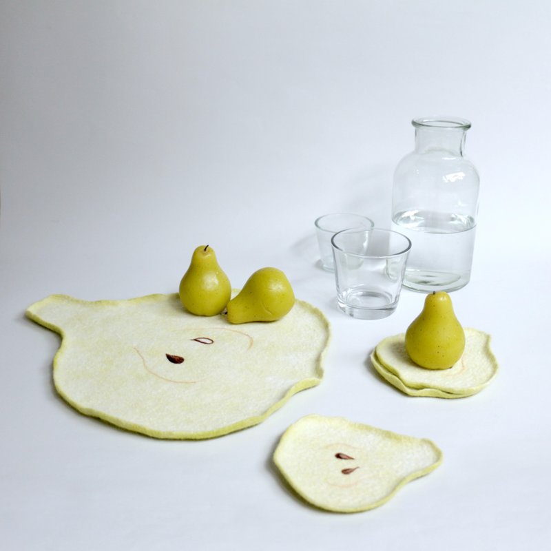5.20【湿毡】西洋梨 · 手感器皿组 - 编织/羊毛毡/布艺 - 羊毛 