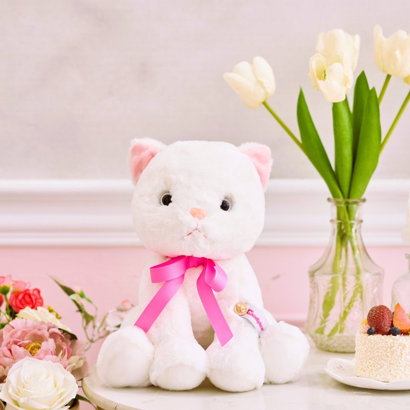 CANDY BEAR 粉耳大白猫 27cm - 玩偶/公仔 - 聚酯纤维 白色