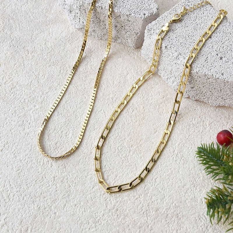 欧美百搭双链必备款 - 项链 - 铜/黄铜 金色