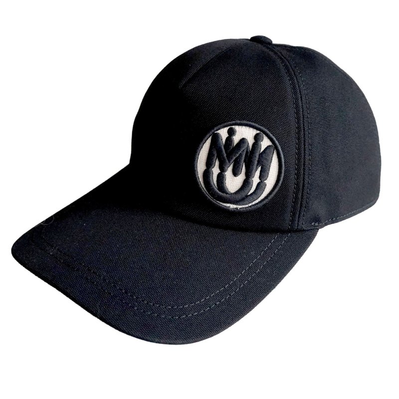 MIU MIU 黑色LOGO刺绣鸭舌帽 - 帽子 - 棉．麻 黑色