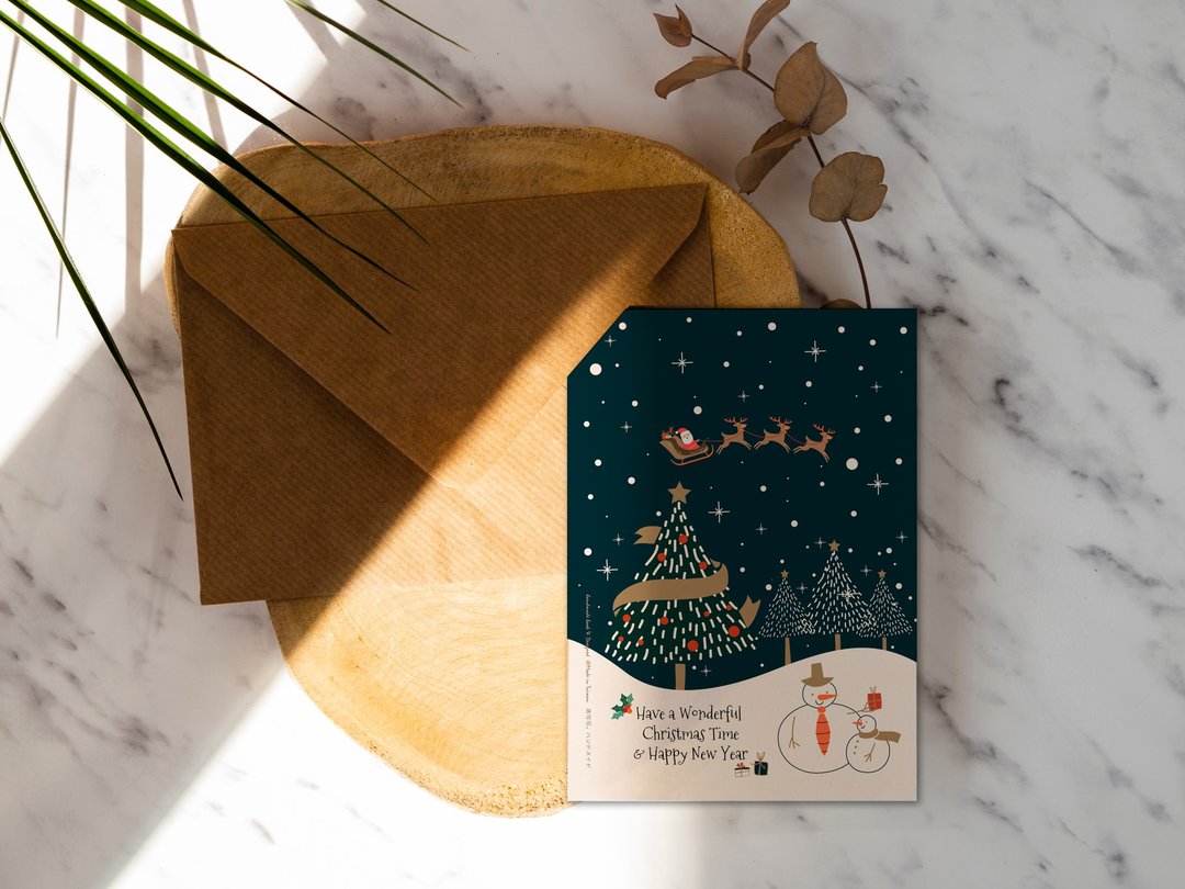 雪人的耶诞夜【CM22002】洛可可草莓手创圣诞明信片含信封 - 卡片/明信片 - 纸 