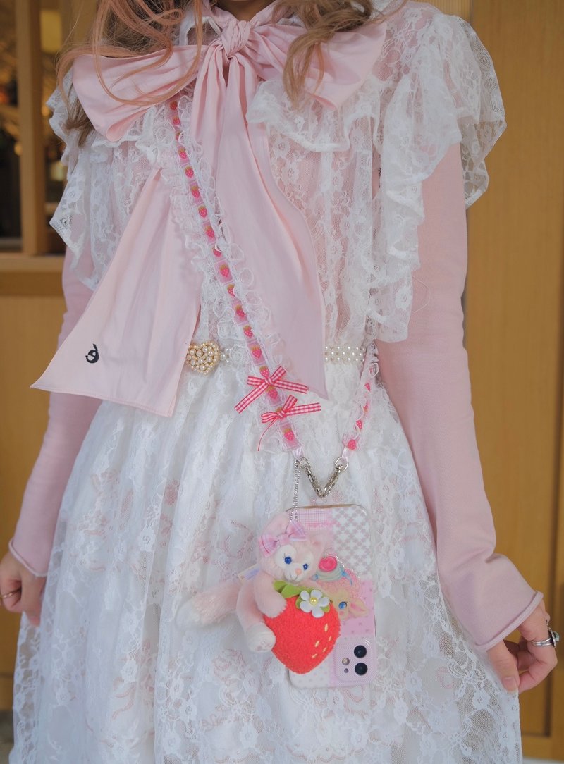 甜甜草莓手机背带 - 其他 - 棉．麻 粉红色