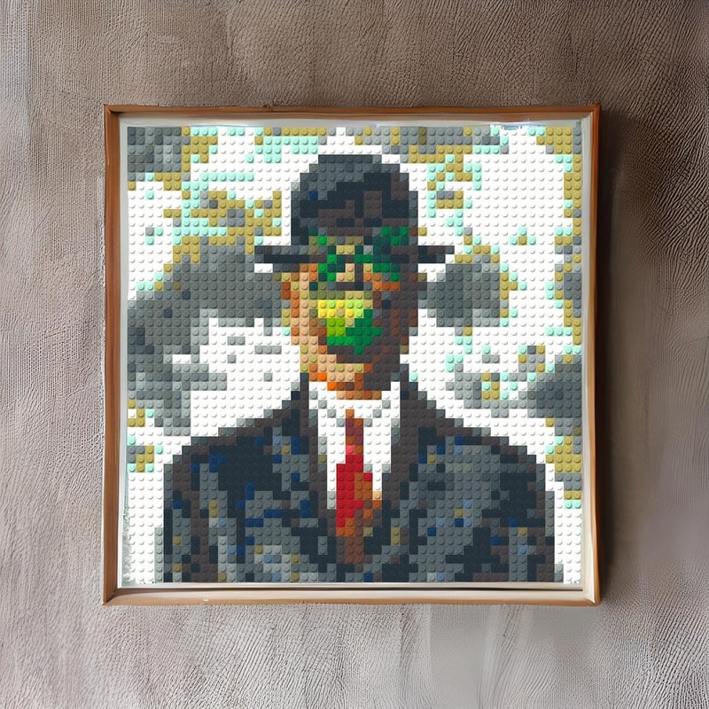 【装饰】积木名画挂画: 人子 - 雷内马格利特 - 墙贴/壁贴 - 塑料 灰色